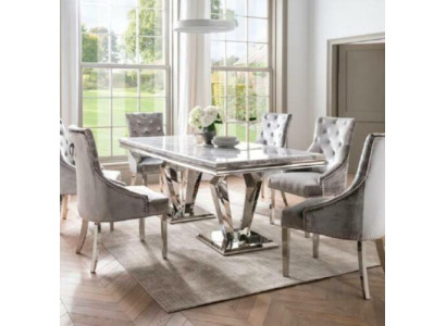 Mesa de comedor moderna para el comedor, la sala de estar y la cocina, mesa de diseño de metal.
