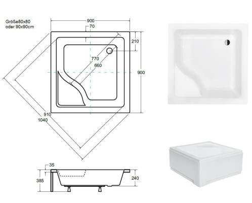 Bañera de ducha Plato de ducha Desagüe Desagüe Plato de ducha