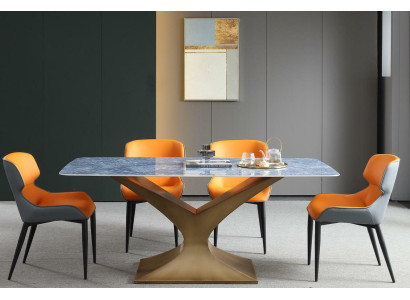 Mesa de comedor de lujo de metal acero inoxidable Mesas Muebles Columna Mesa Mesas de comedor Estilo mármol