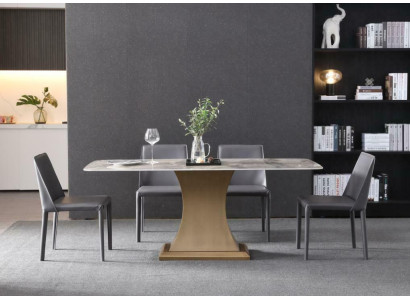 Mesa de comedor de lujo acero inoxidable mesas muebles pedestal mesa mármol estilo mesas de comedor metal