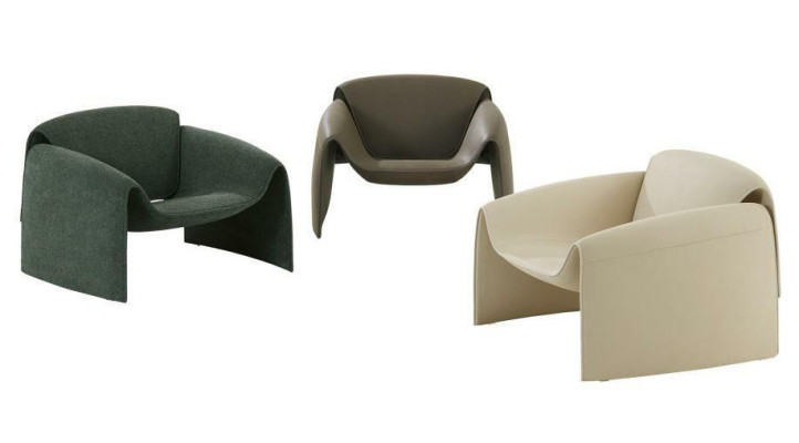Sillón de lujo para sala de estar hotel, tapizado, moderno, un asiento, diseñador, gris.