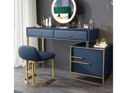 Mesa de maquillaje, espejo, taburete, juego completo, cómoda, dormitorio.