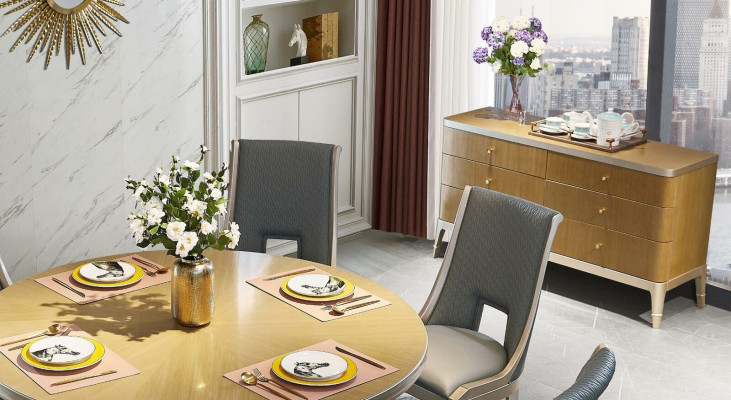 Mesa de comedor redonda de madera maciza de diseñador diseño mesa de salón mesa comedor