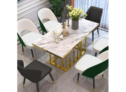 Mesa de comedor de lujo, muebles de comedor, mesa de diseño de metal.