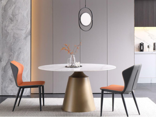 Mesas de lujo Mesa de comedor Muebles Columna Mesa Mármol Estilo Mesas Comedor Metal Acero inoxidable