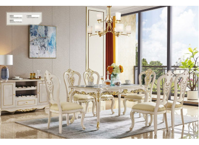 Clásico conjunto de sillas barrocas de estilo comedor conjunto de comedor 6x madera maciza