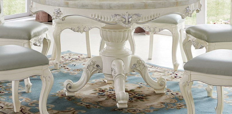 Sillas de comedor de estilo barroco, sillas con respaldo clásico, grupo clásico de comedor con 6 sillas de madera maciza