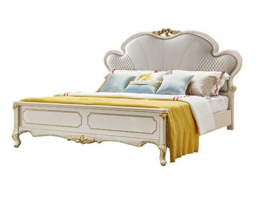 Muebles clásicos Conjunto de lujo de cama de 3 piezas x2 mesillas de noche de madera maciza para dormitorio.