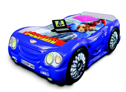 Coche de carreras cama con colchón cama para niños cama de coche habitación de niños azul