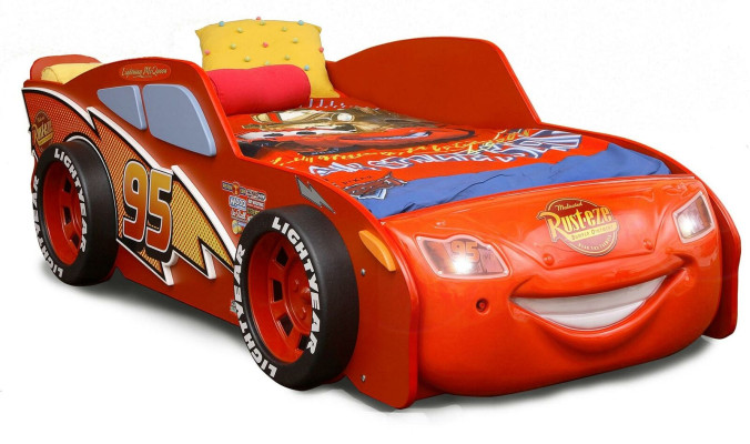 Cama para niños de coche de carreras con colchón en rojo cama de coche McQueen.