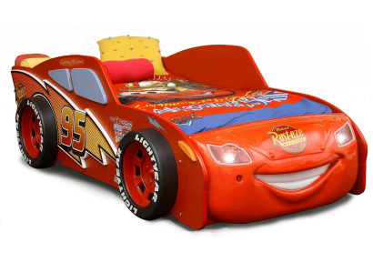 Cama para niños de coche de carreras con colchón en rojo cama de coche McQueen.