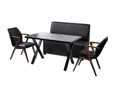 Conjunto de comedor moderno para cocina loft con banco, silla y 4 sillas.