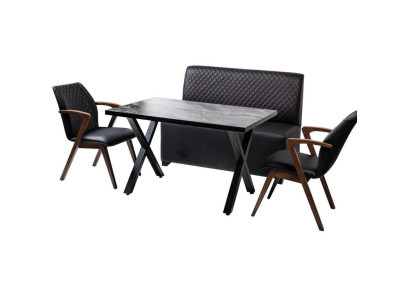 Conjunto de comedor moderno para cocina loft con banco, silla y 4 sillas.