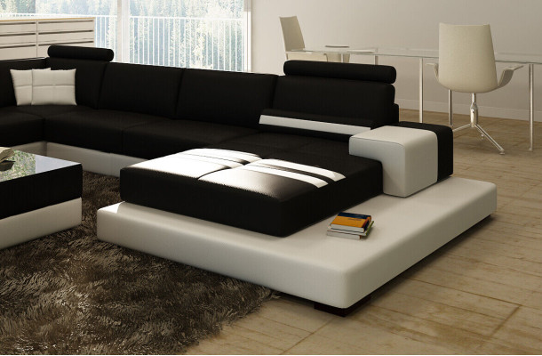 Moderne XXL gran conjunto de sofás en forma de L sofá de esquina tapizado.