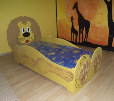 Cama infantil Cama juvenil Cama Camas Incl mattress Cama de madera 90x200cm Animal León Nuevo