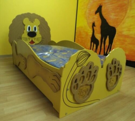 Cama infantil Cama juvenil Cama Camas Incl mattress Cama de madera 90x200cm Animal León Nuevo