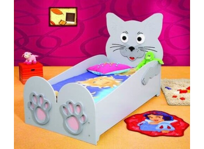 Cama infantil, cama juvenil, cama, camas + colchón, cama de madera 90x200cm, animal, gato, nuevo.