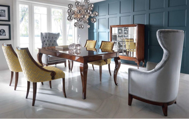 Mesa de comedor de alto brillo mesa de comedor mesas mesa de comedor marrón lujo comedor madera nuevo