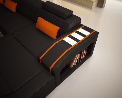 Conjunto de sofás de salón en forma de esquina de cuero.