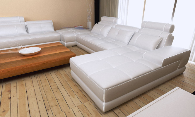Moderno sofá de cuero de diseño de sofá de la esquina acolchado