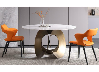 Mesa de comedor moderna de acero inoxidable para sala de estar y cocina. Mesas de diseño de metal.