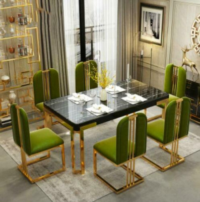 Mesas de lujo, mesa de comedor moderna de metal, muebles de mesa de comedor de acero inoxidable dorado