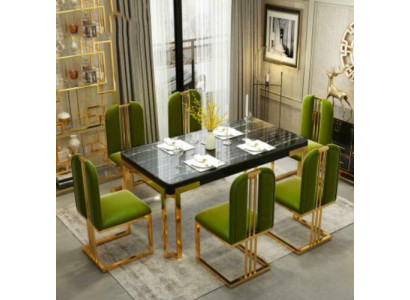 Mesas de lujo, mesa de comedor moderna de metal, muebles de mesa de comedor de acero inoxidable dorado
