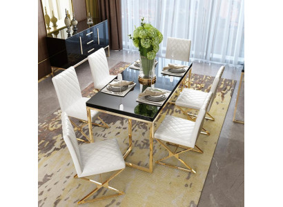 Mesa de comedor de lujo muebles de comedor mesa de metal dorado.