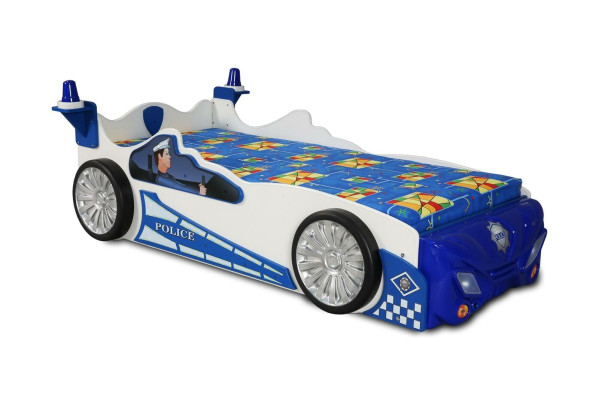 Cama infantil, camas para niños, habitación infantil, coche de policía, muebles infantiles LED.