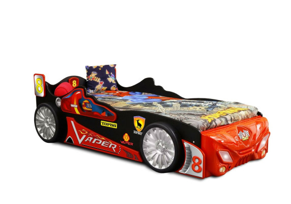 Elegante cama infantil de diseño coche de carreras Cama para dormir Muebles infantiles Cama + Colchón.