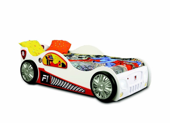 Coche de carrera Cama para niños Muebles Dormitorio infantil Cama de madera + colchón