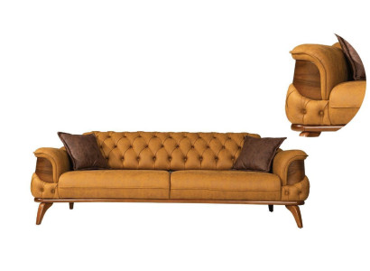 Sofá de tres plazas de cuero Sofás Sofas Sofisticados Sofá Chesterfield Western USA Amarillo
