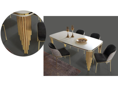Mesa de comedor de lujo con 4 sillas, conjunto de comedor, mesa de acero inoxidable, conjunto completo de 5 piezas.