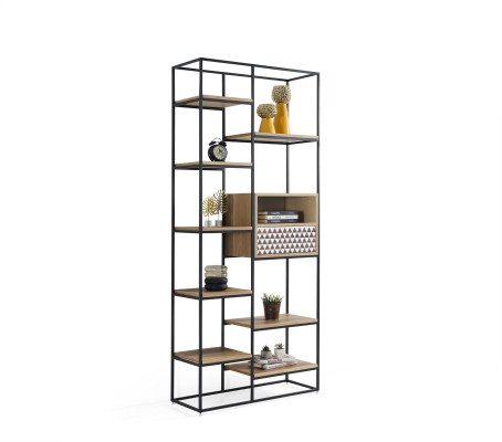 Estantería de diseño de estantería de madera, estante de pie, estante de archivos, estantería de oficina, nueva.