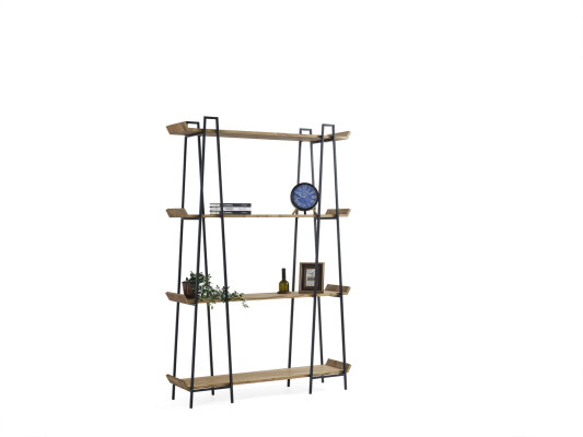 Elegante y funcional estantería de madera para la sala de estar.