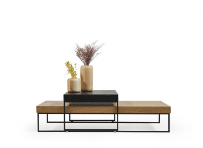 Mesa auxiliar de madera Loft Mesa de centro Mesa de madera en la sala de estar Mesa de centro de madera.