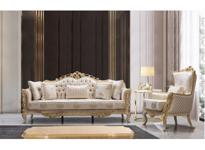 Sofá 3+1 Sillón conjunto de sala de estar de lujo de tela nuevo