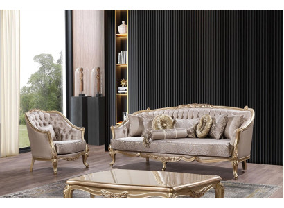 Conjunto de sofá, conjunto de sofá 3+1 plazas, diseño clásico de sala de estar, sofá y sillón.