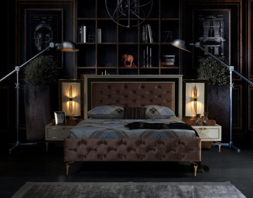 Elegante conjunto de dormitorio en un diseño de lujo con patrones magníficos.