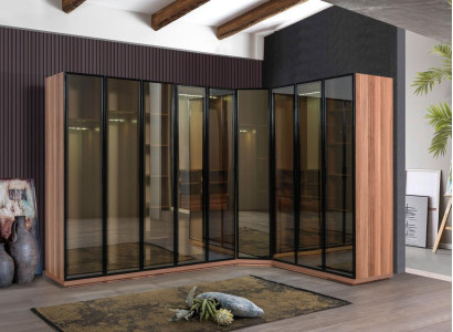 Dormitorio Armario de esquina Armario Moderno Madera Armario Nuevo Marrón