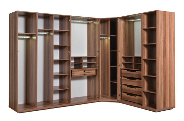 Dormitorio Armario de esquina Armario Moderno Madera Armario Nuevo Marrón
