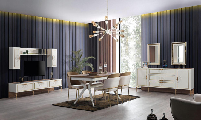 Comedor conjunto de comedor, mesa 4 sillas aparador 2 espejos 8 piezas nuevo