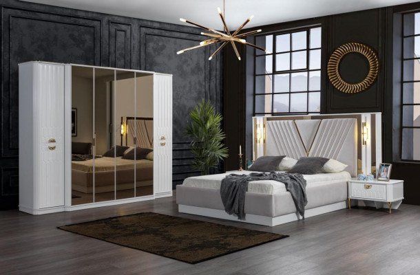 Dormitorio Muebles de madera Armario Armario estilo moderno Blanco Nuevo
