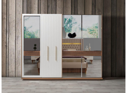 Dormitorio armario de lujo de madera con diseño de vidrio moderno nuevo.