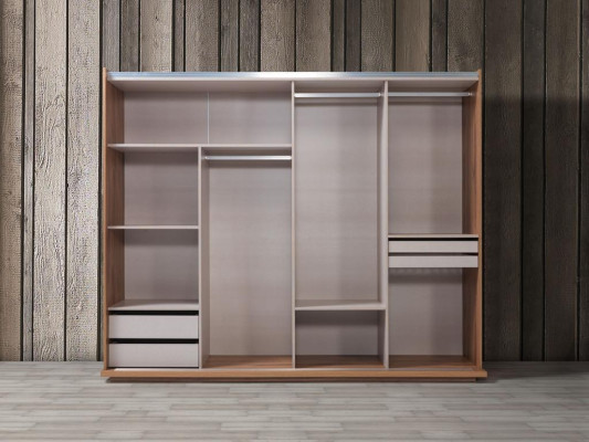 Dormitorio armario de lujo de madera con diseño de vidrio moderno nuevo.