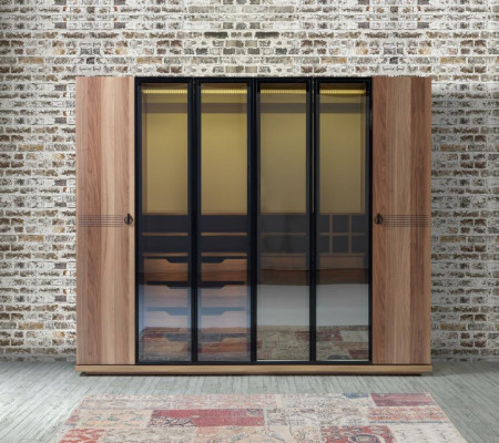 Armario transparente de lujo con diseño de muebles para el dormitorio.