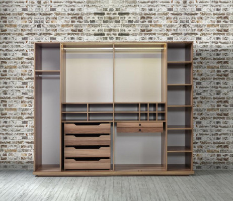 Armario transparente de lujo con diseño de muebles para el dormitorio.