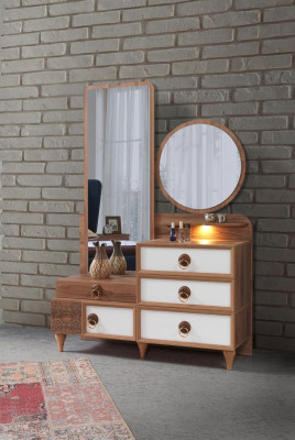 Dormitorio Cómoda con Espejo Mueble de Madera de Lujo Mueble 2 piezas Juego Nuevo