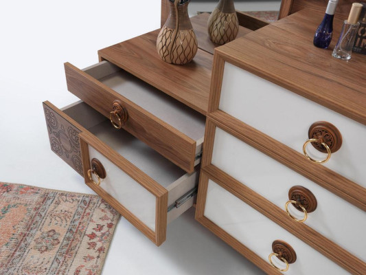 Dormitorio Cómoda con Espejo Mueble de Madera de Lujo Mueble 2 piezas Juego Nuevo