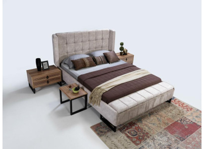 Cama cama doble muebles decoración dormitorio diseño tela textil nuevo